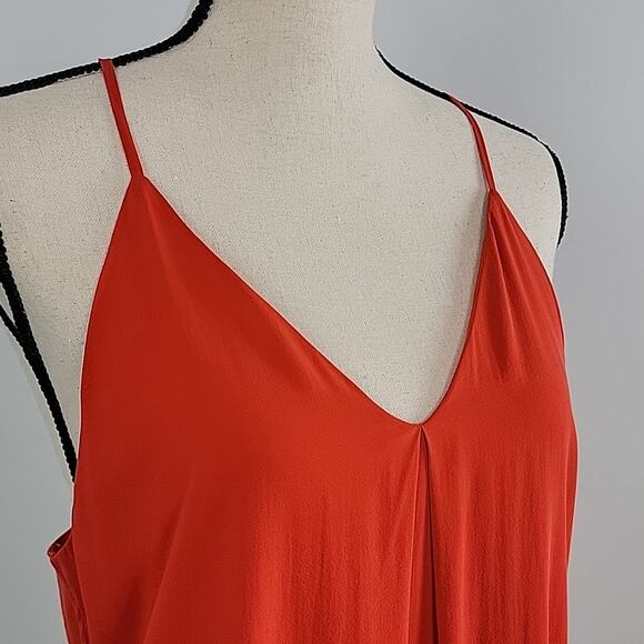 Alice + Olivia Fierra Red Orange Silk Racerback Mini Dress MINOR FLAWS Size S - Picture 14 of 15